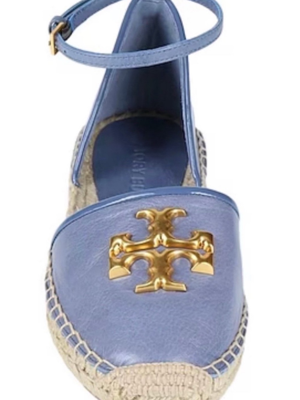 Tory Burch Light Blue Leather Espadrille with Gold Logo